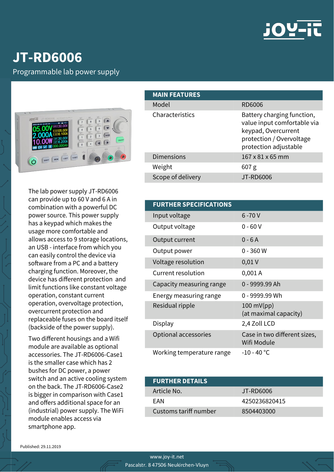 Joy-it RD6006 User guide