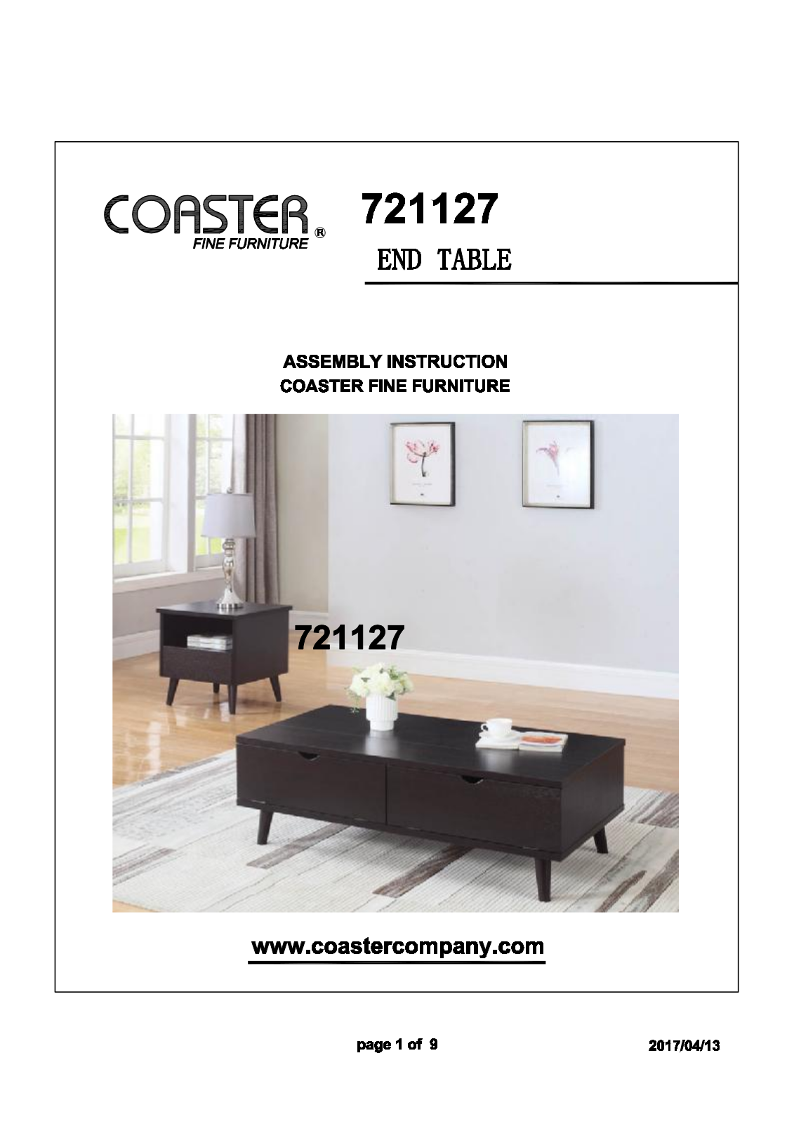 Coaster 721127 Assembly Guide