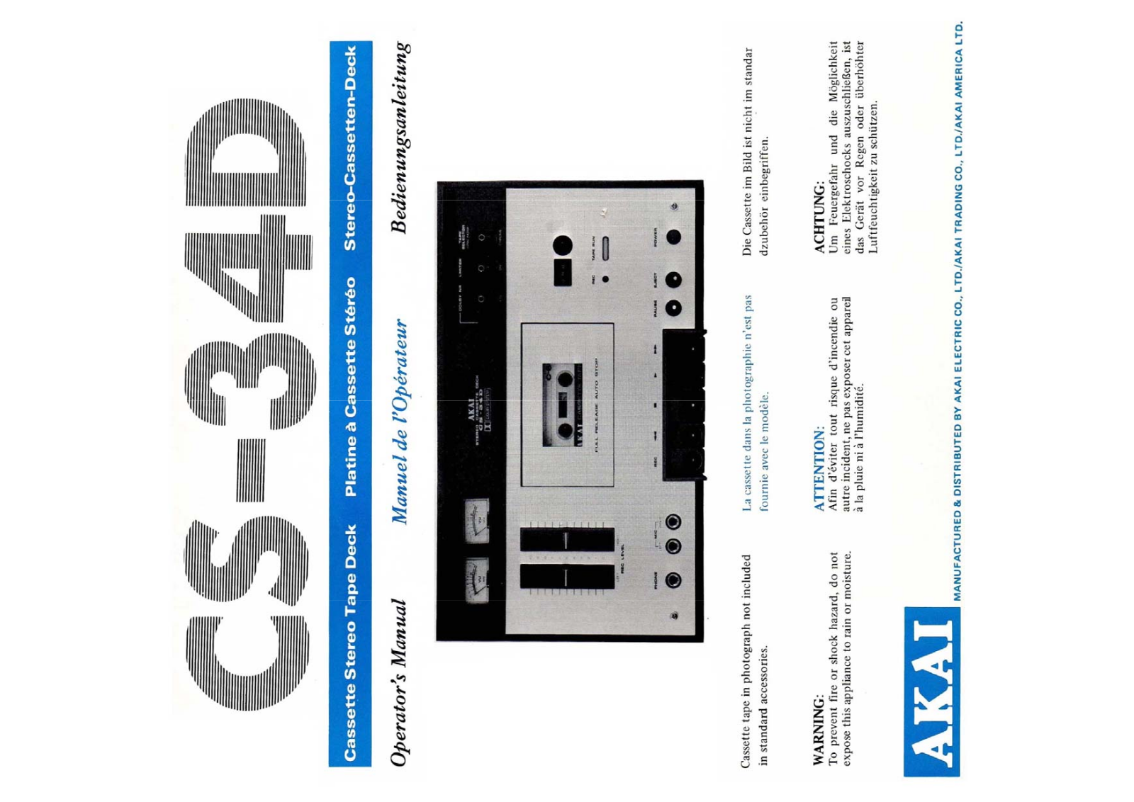 Akai CS-34-D Owners Manual