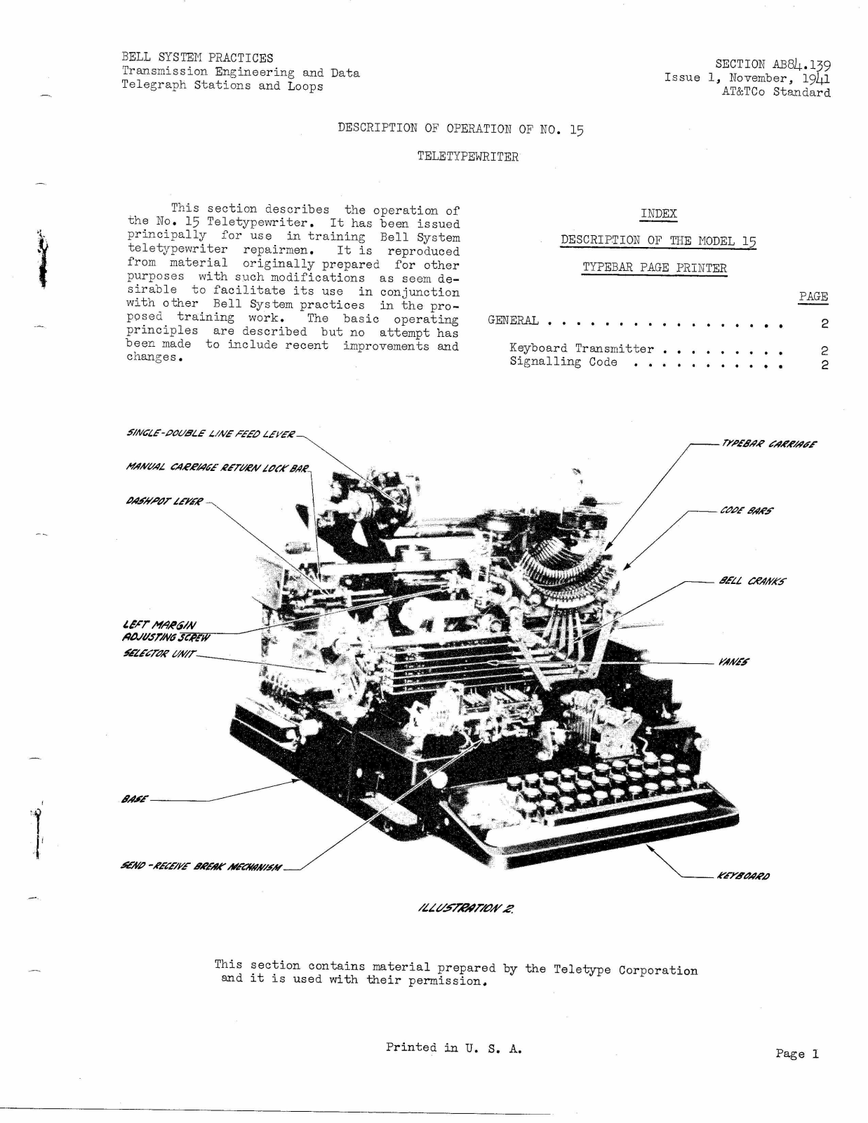 Teletype 15 Description & Operation