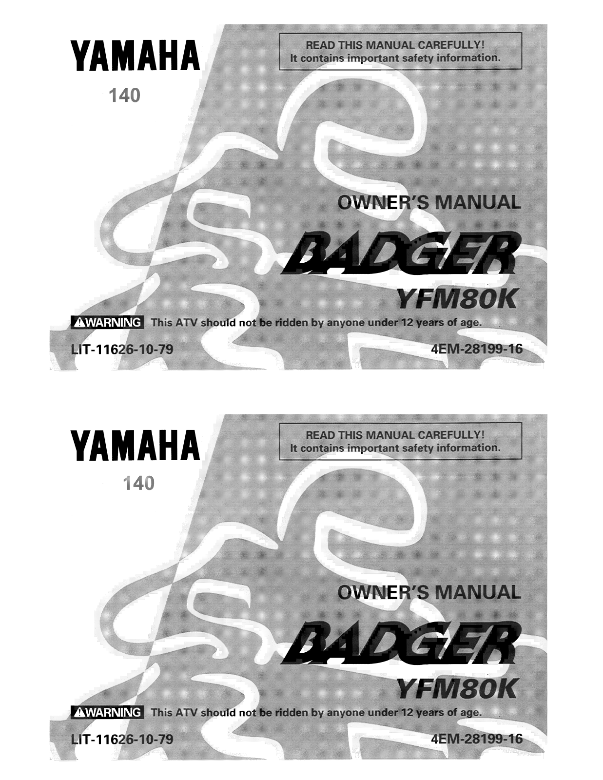 Yamaha YFM80K User Manual