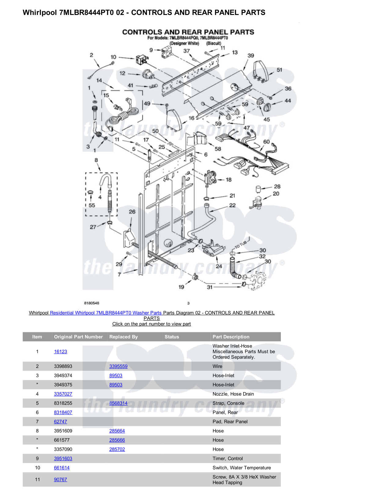 Whirlpool 7MLBR8444PT0 Parts Diagram