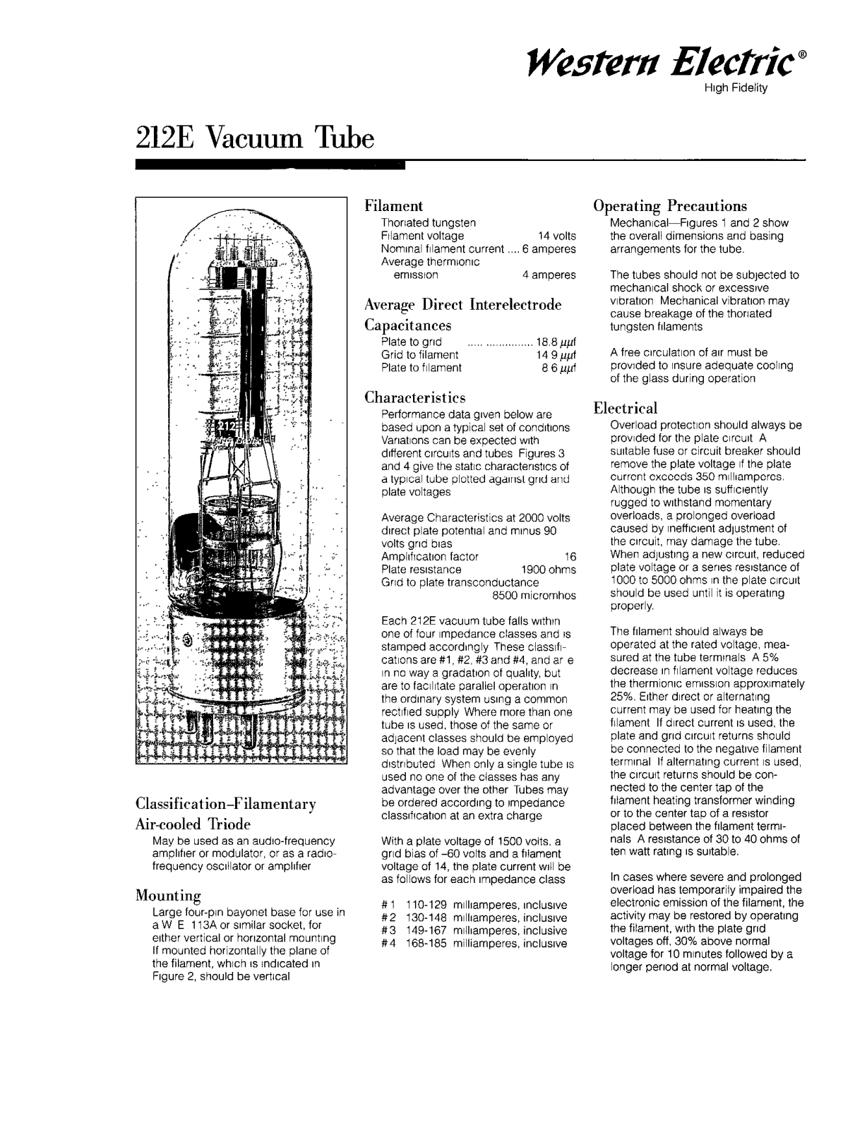 Western Electric 212-E Brochure