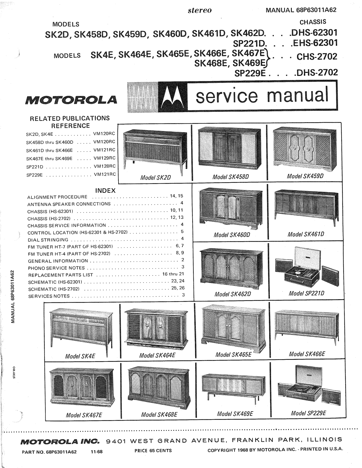 Moth Audio SP-221-D, SP-229-E, SK-2-D, SK-4-E, SK-458-D Service manual