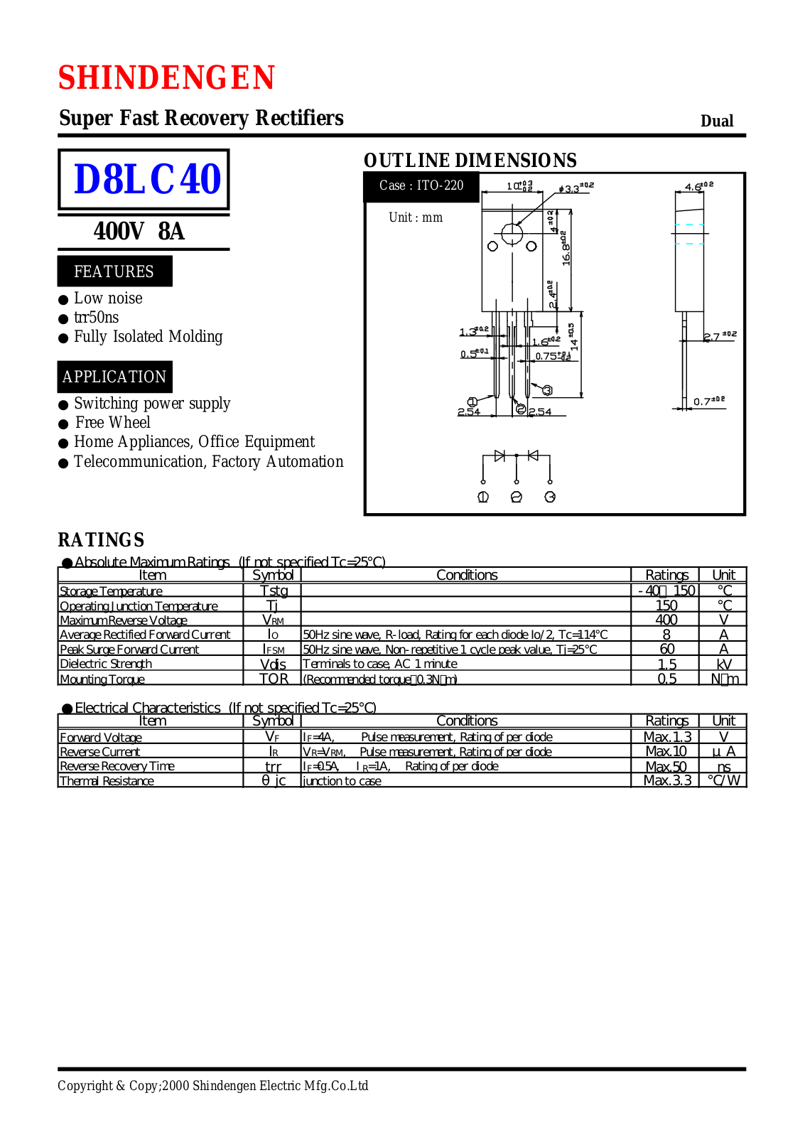 Datasheet D8LC40 Datasheet (Shindengen) - ManualMachine.com