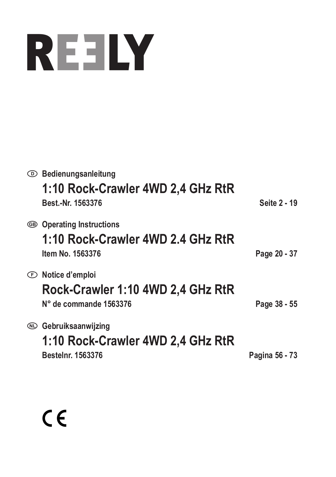 Reely 1:10 Rock-Crawler 4WD User manual