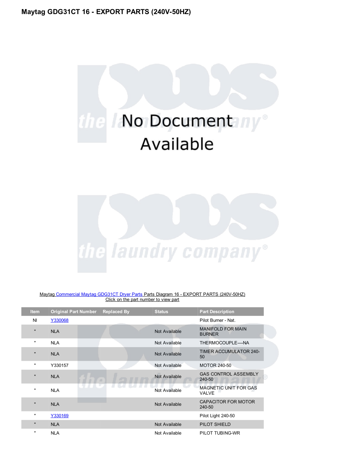 Maytag GDG31CT Parts Diagram