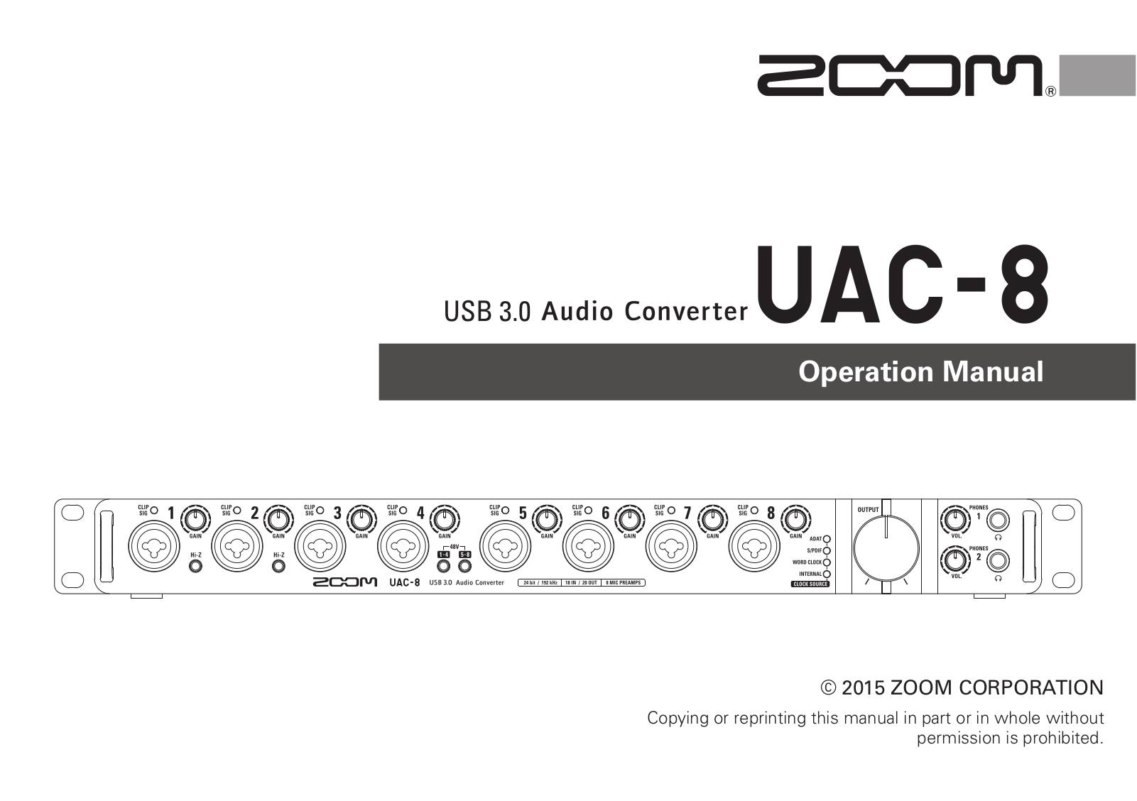 Zoom UAC-8 Operation Guide