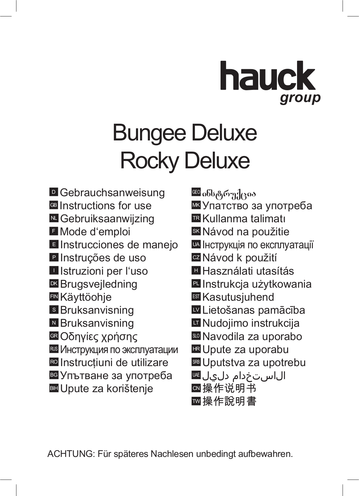 HAUCK BUNGEE DELUXE, ROCKY DELUXE User Manual