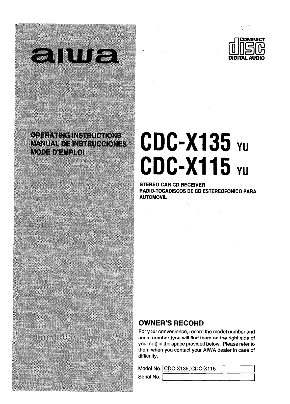 Sony CD-CX115 User Manual - ManualMachine.com