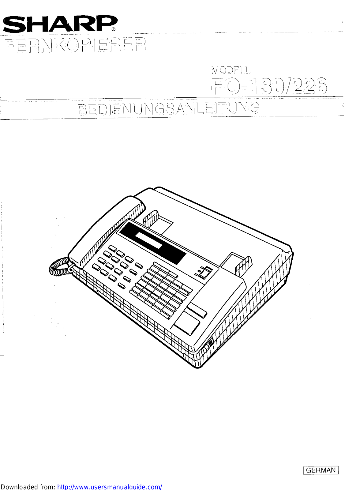 SHARP FO-130/226 User Manual