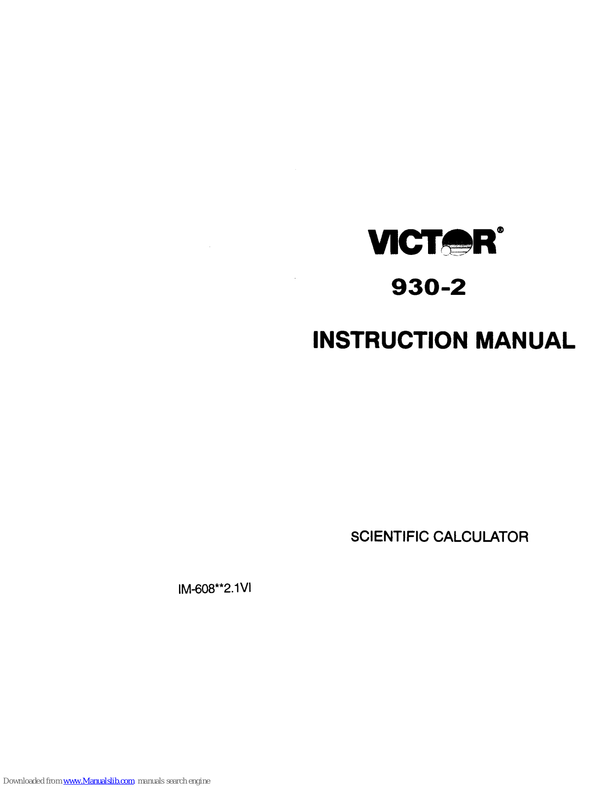 Victor 930-2, VCT9302 Instruction Manual