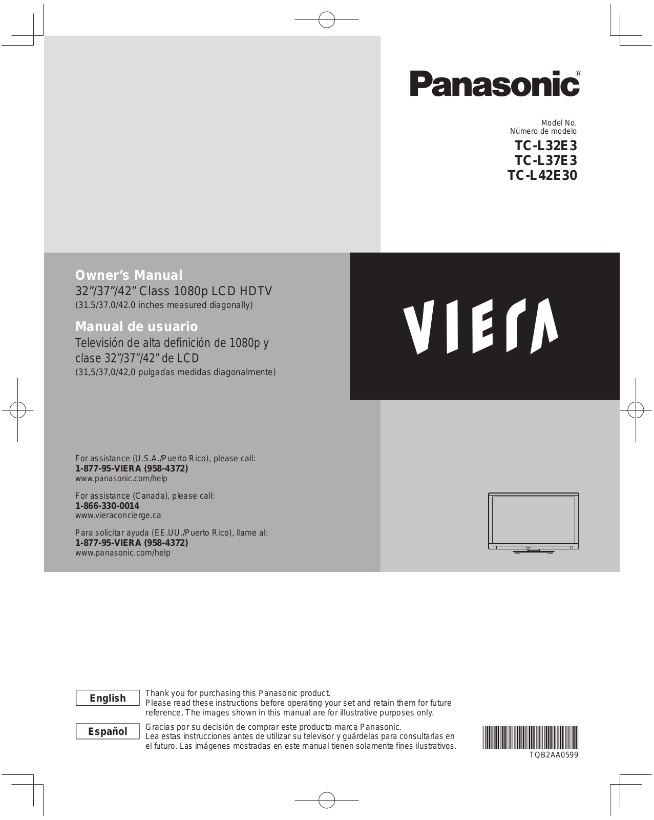 Panasonic TC-L32E3, TC-L42E30, TC-L37E3 User Manual