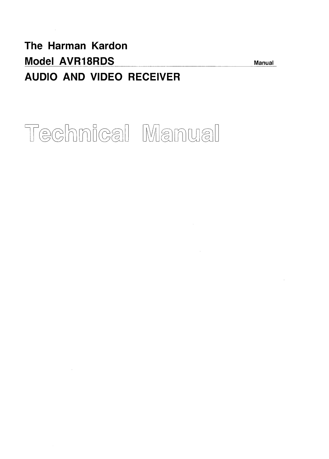 Harman Kardon AVR-18-RDS Service manual