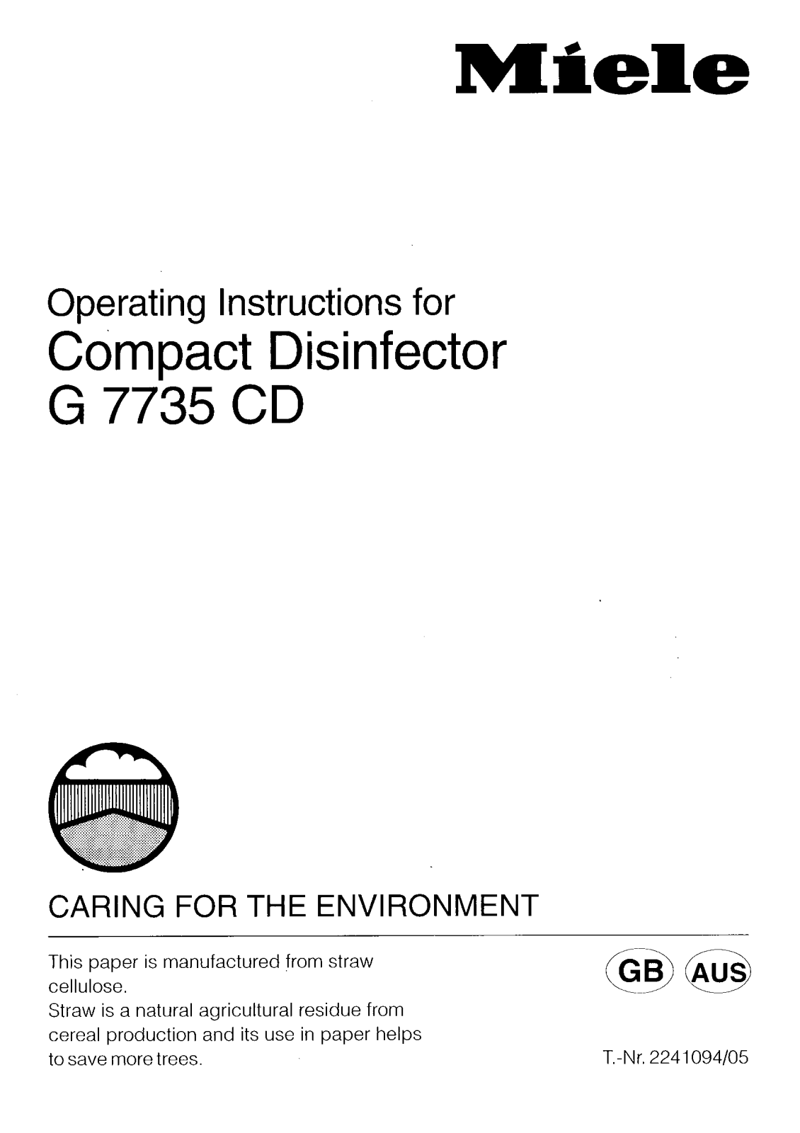 Miele G 7735 CD Operating instructions