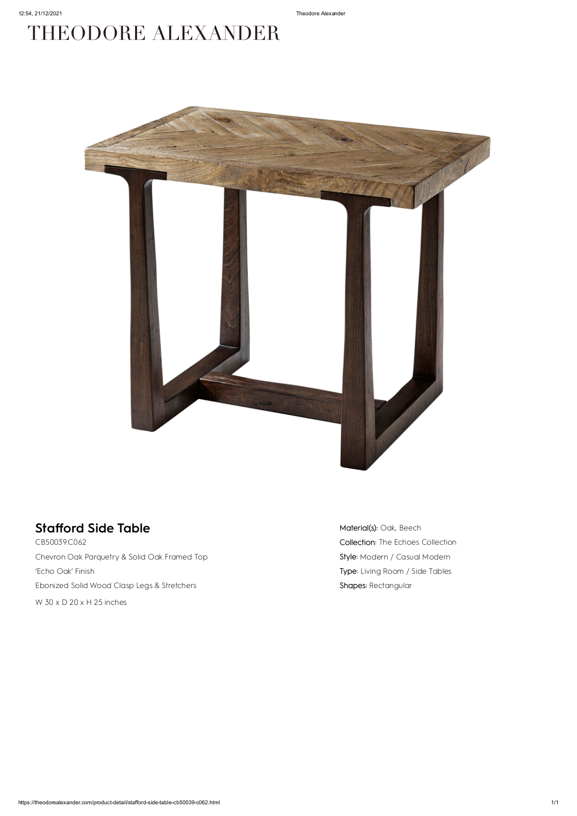 Theodore Alexander FPLJ3026 Specifications - ManualMachine.com