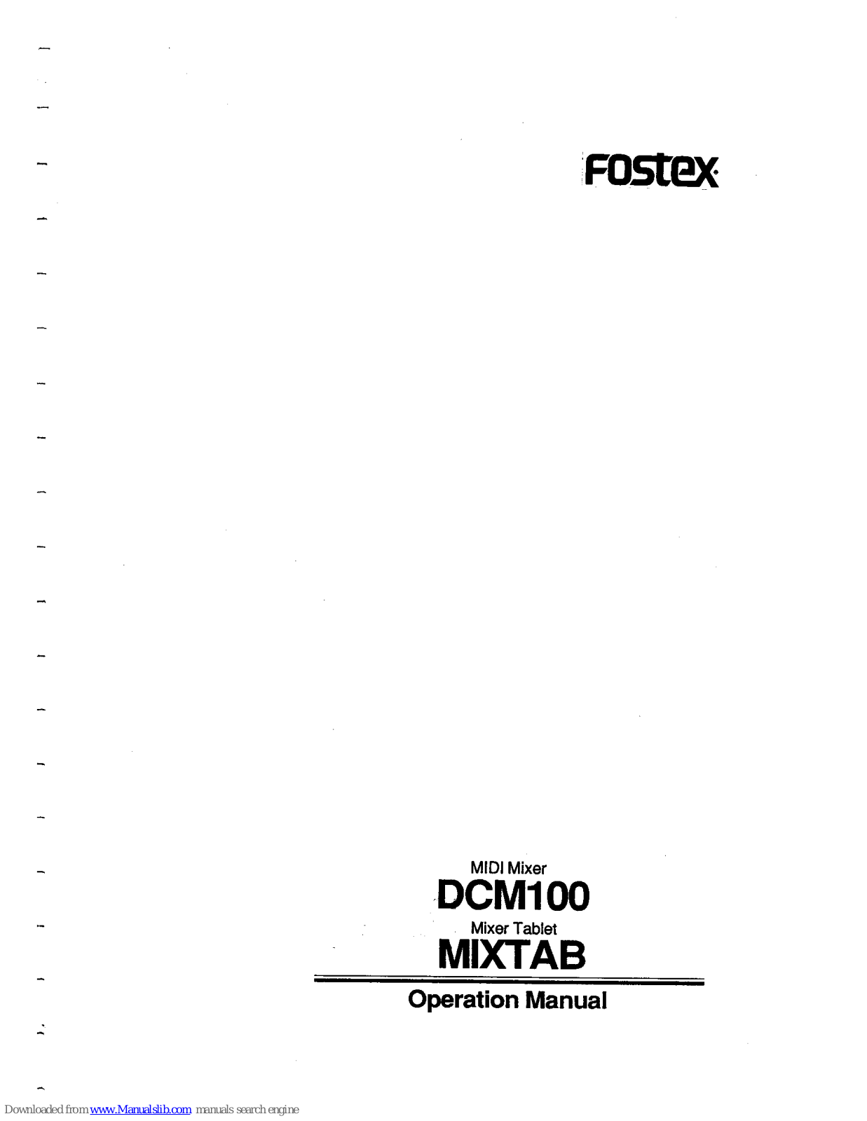 Fostex MIXTAB Operation Manual