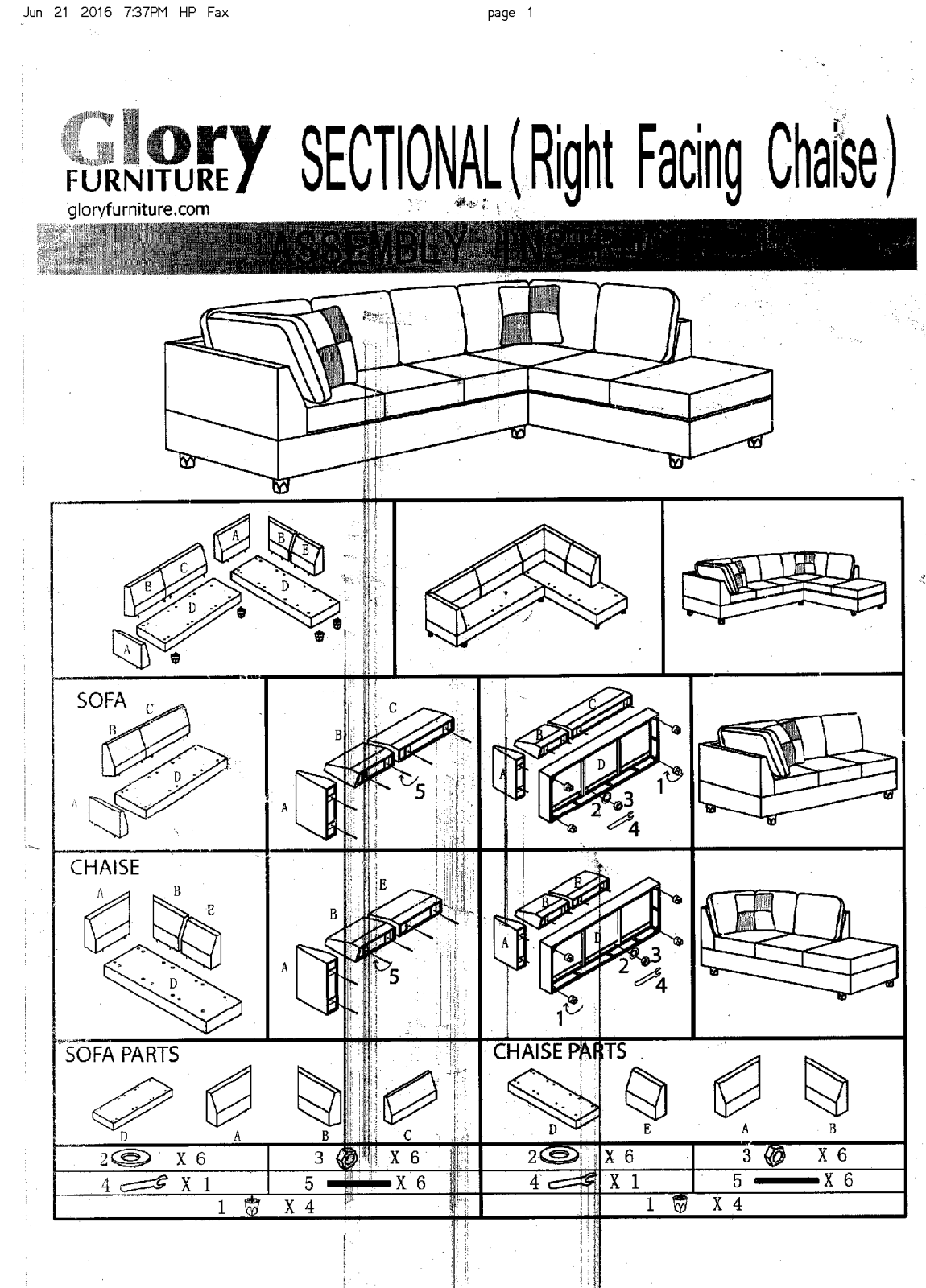 Glory Furniture G638BSC Assembly Guide