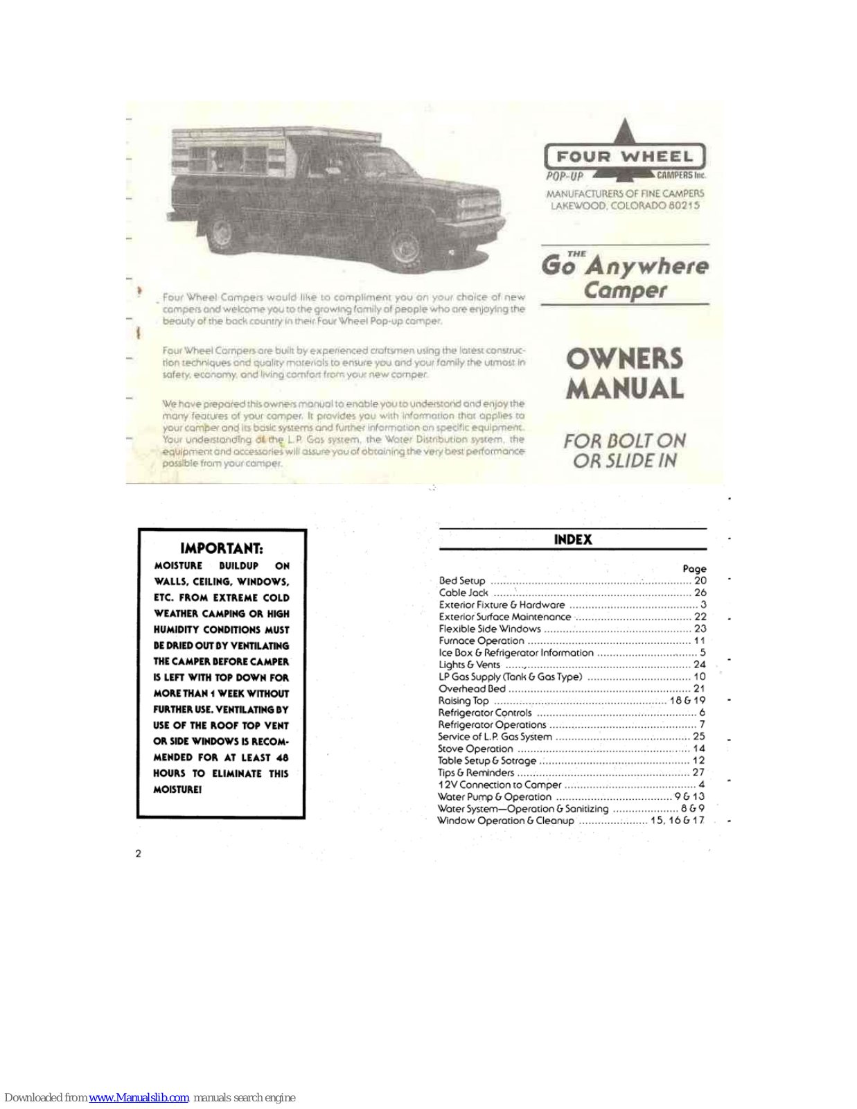 Four Wheel Go Anywhere Owner's Manual