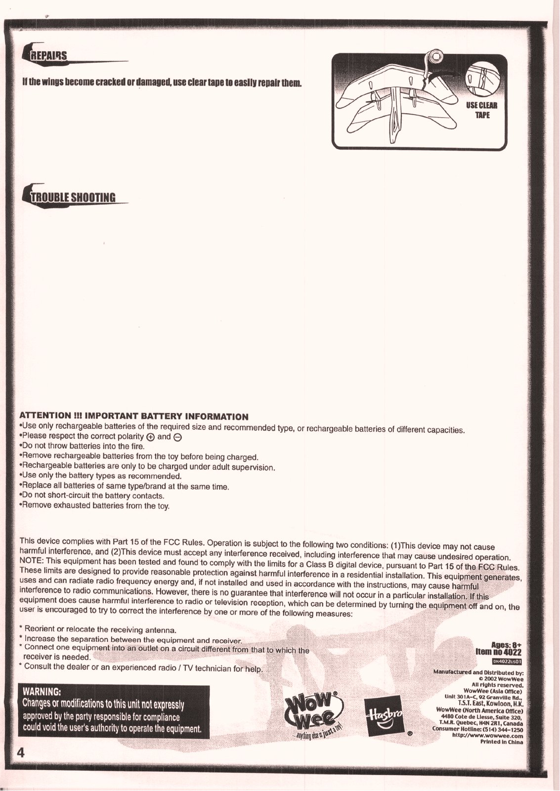 WowWee Group 4022A, 4022 Users Manual