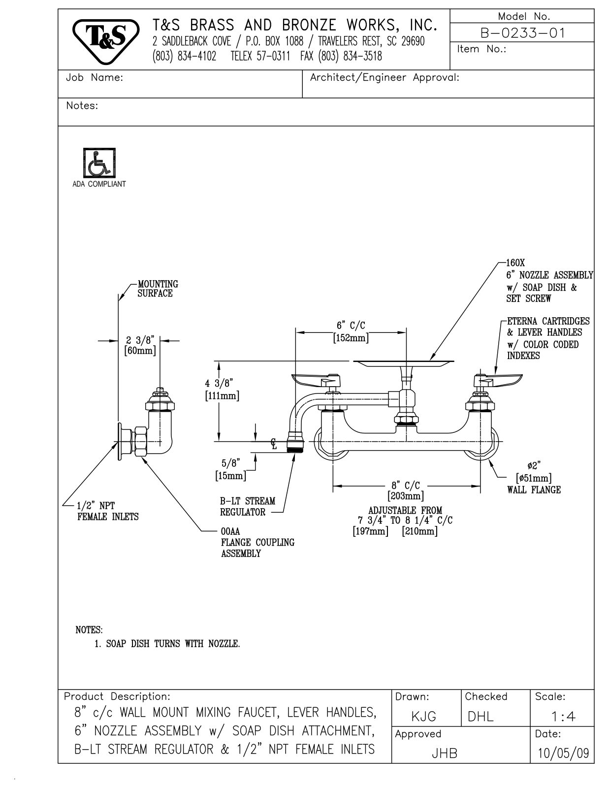 T & S Brass & Bronze Works B-0233-01 General Manual