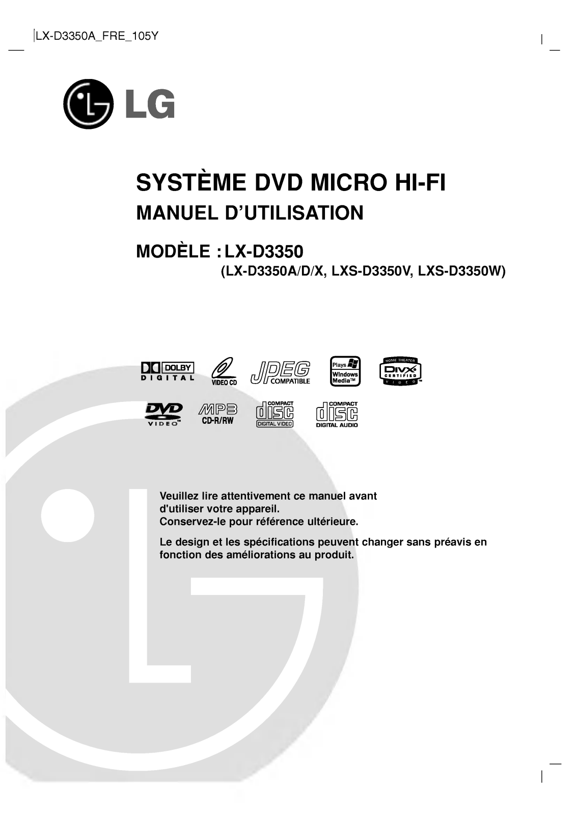 LG LX-D3350A Owner’s Manual