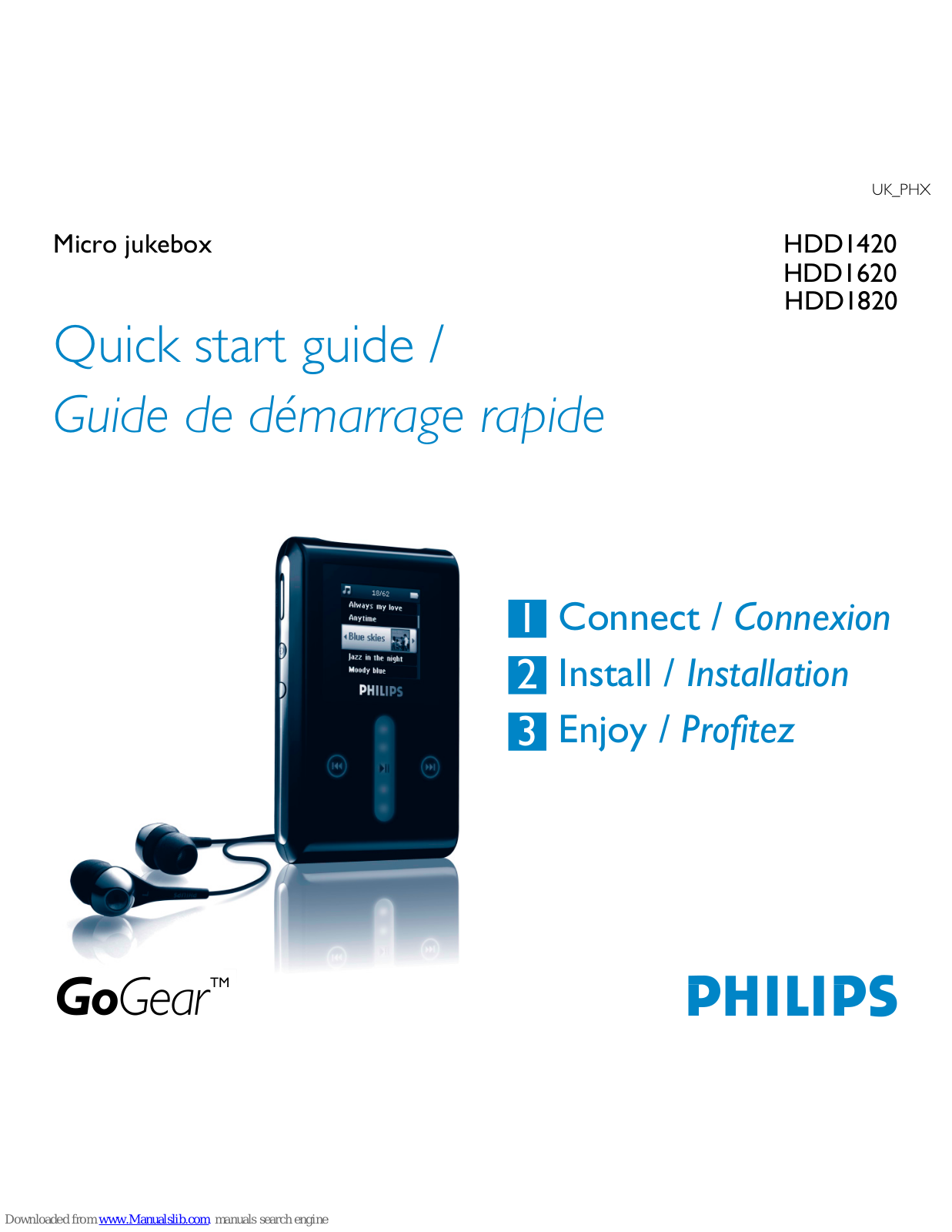 Philips HDD1620/05, GoGear HDD1620, GoGear HDD1820 Quick Start Manual