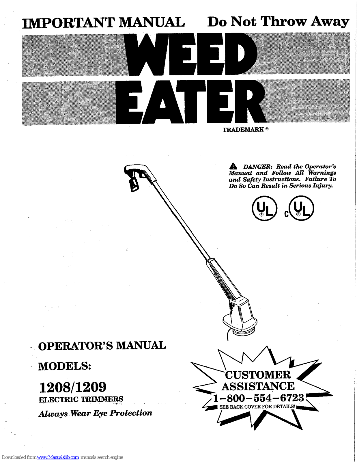 Weed Eater 1208 Operator's Manual