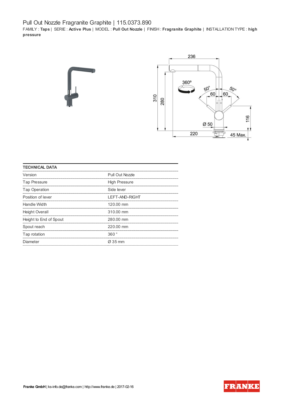 Franke 115.0373.890 Service Manual