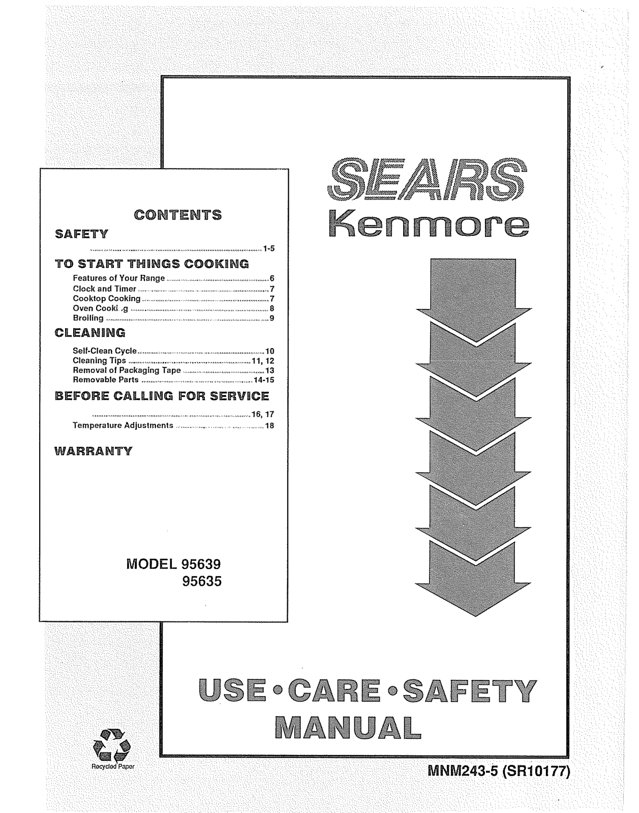 Kenmore 9119563591, 9119563990, 9119563992 Owner’s Manual