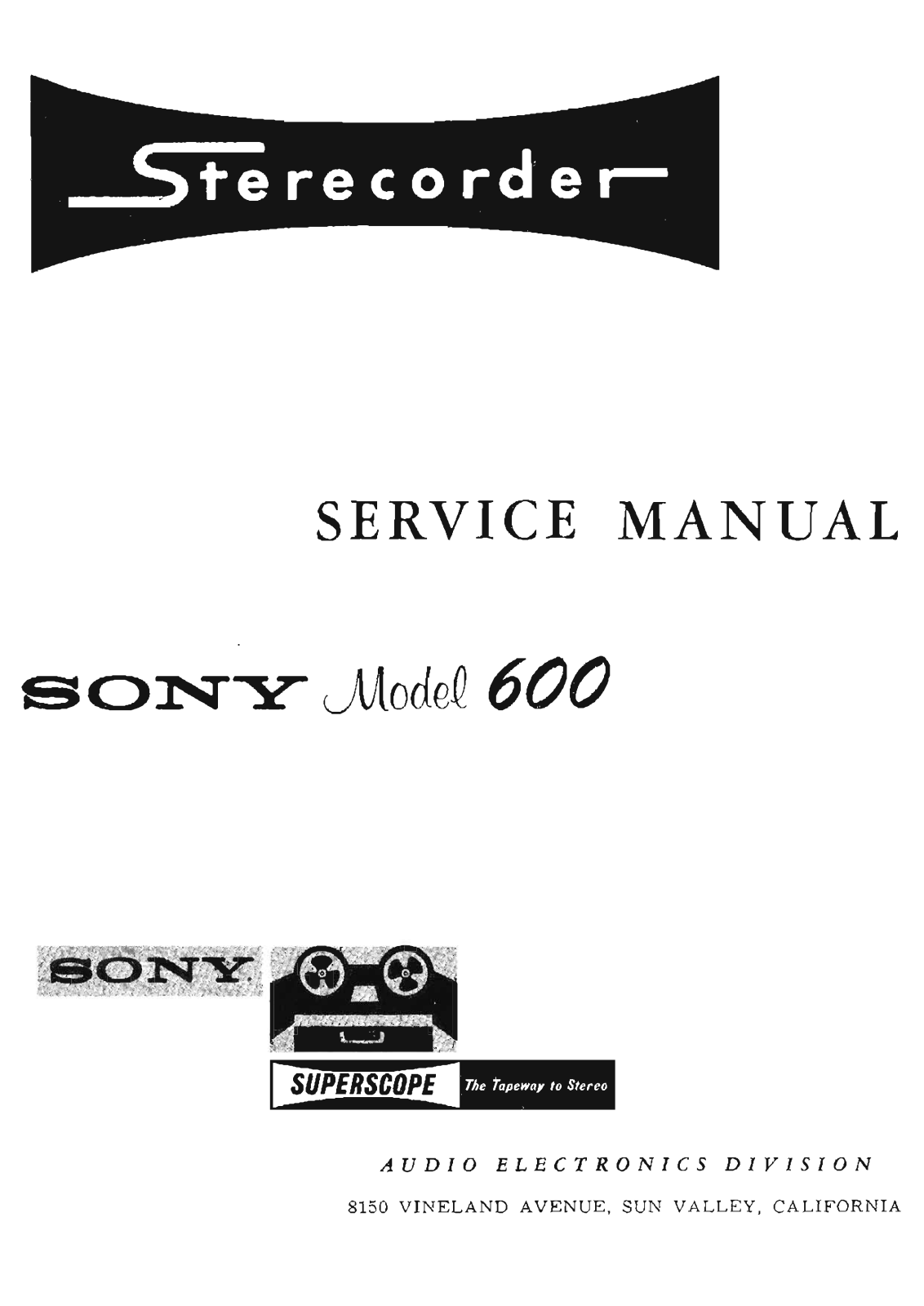 Sony TC-600 Service Manual