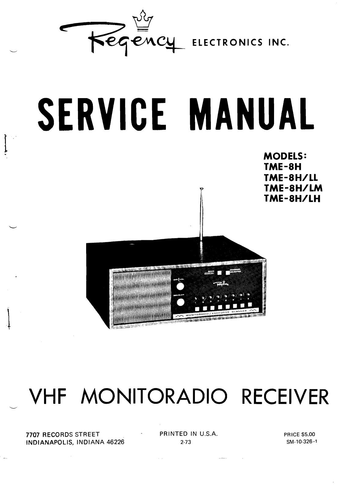 Regency TME-8 H LL, TME-8 H LH User Manual