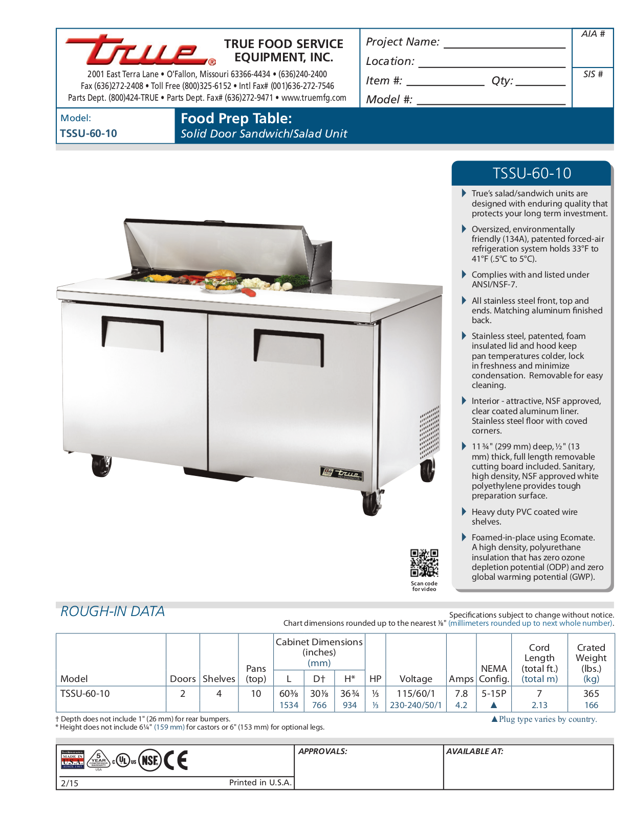 True TSSU-60-10 User Manual