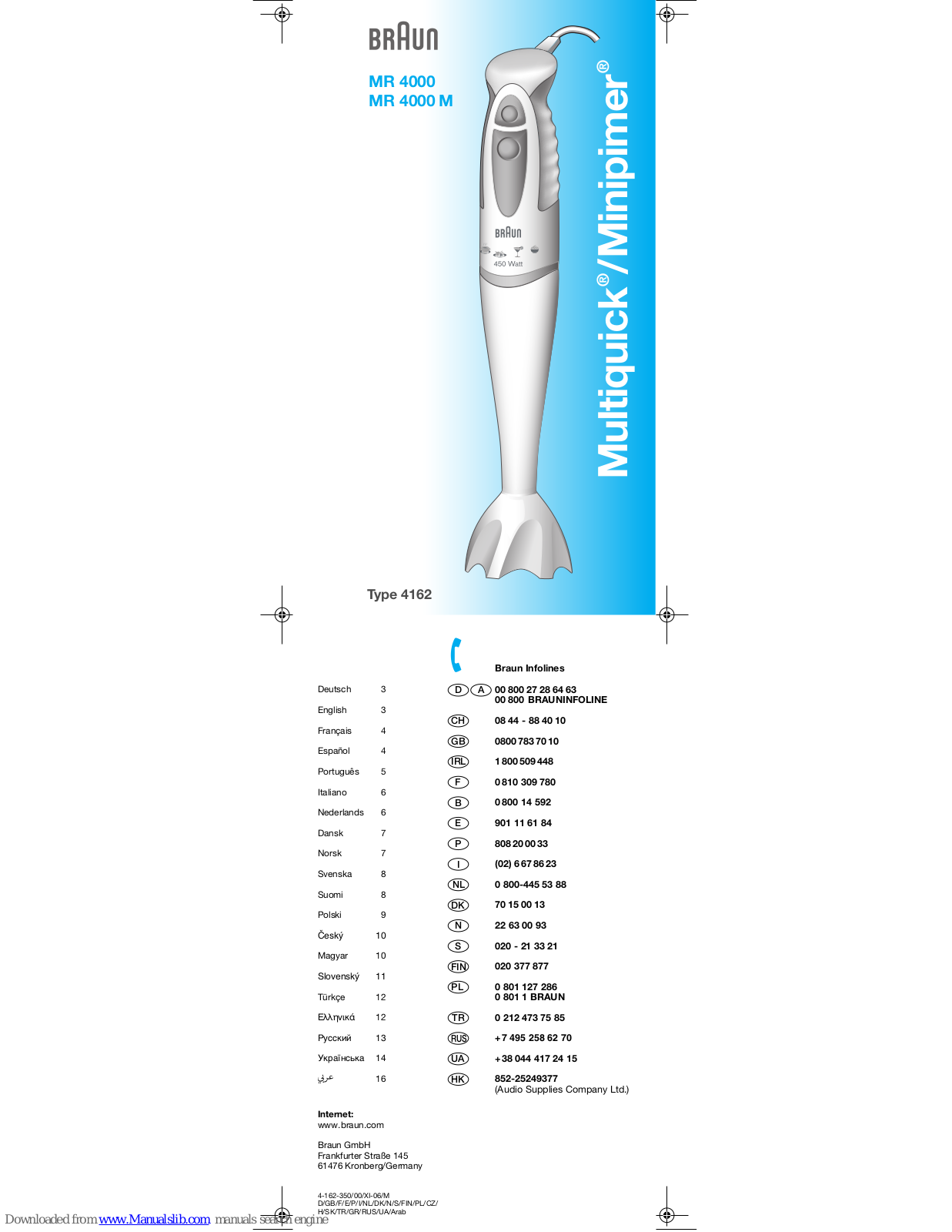 BRAUN MR400HC User Manual