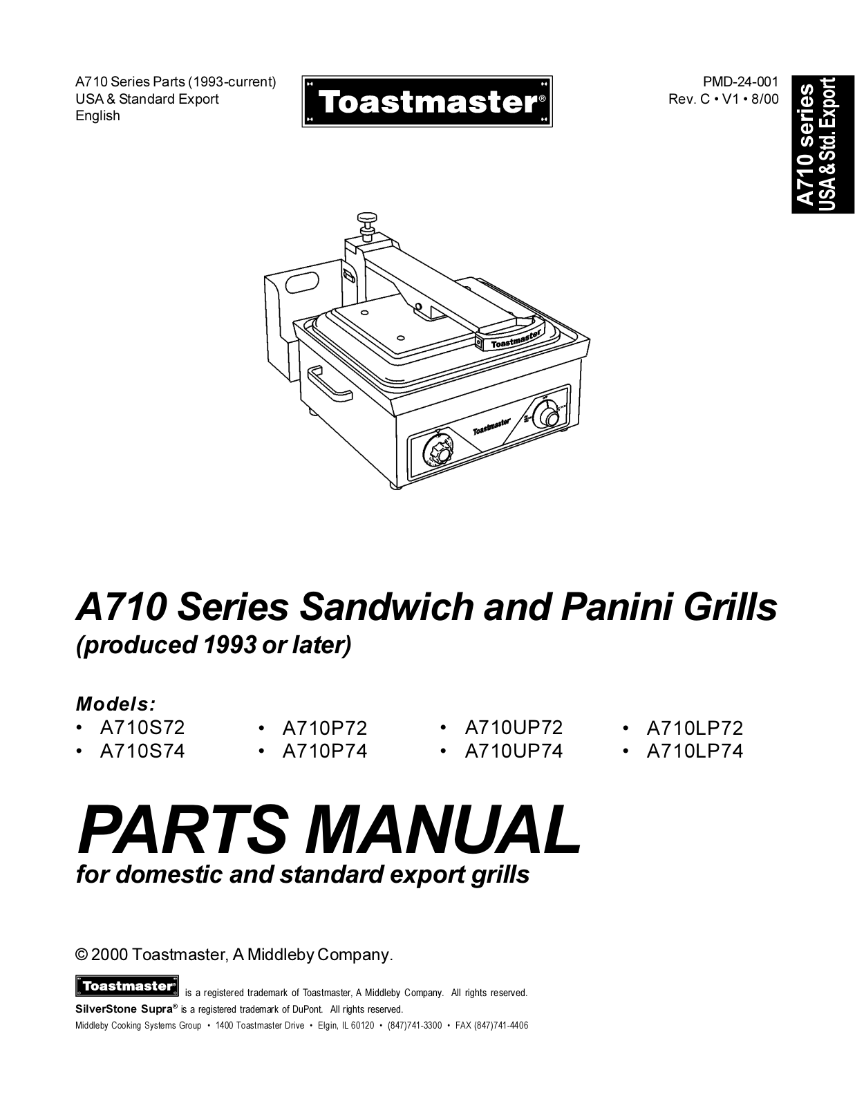 Toastmaster A710 Series Part Manual