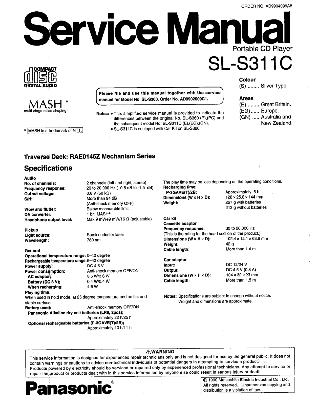 Technics SLS-311-C Service manual