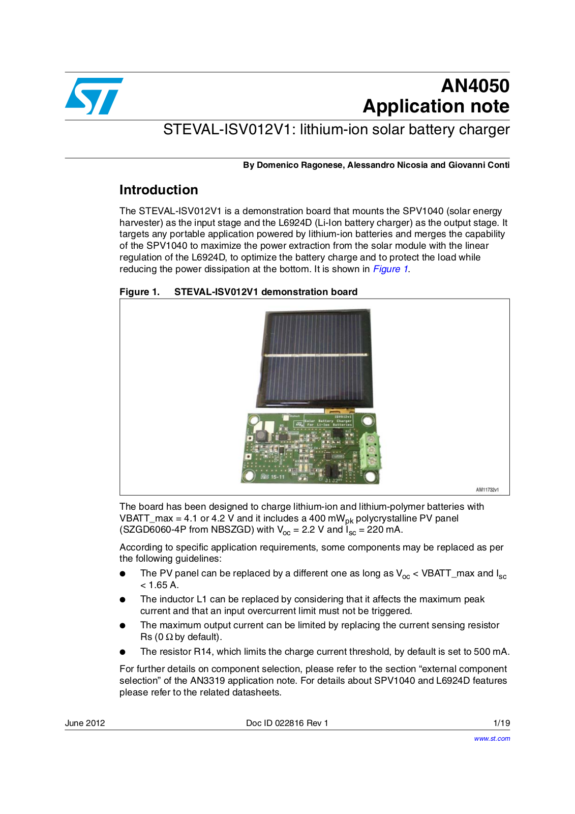 ST AN4050 APPLICATION NOTE