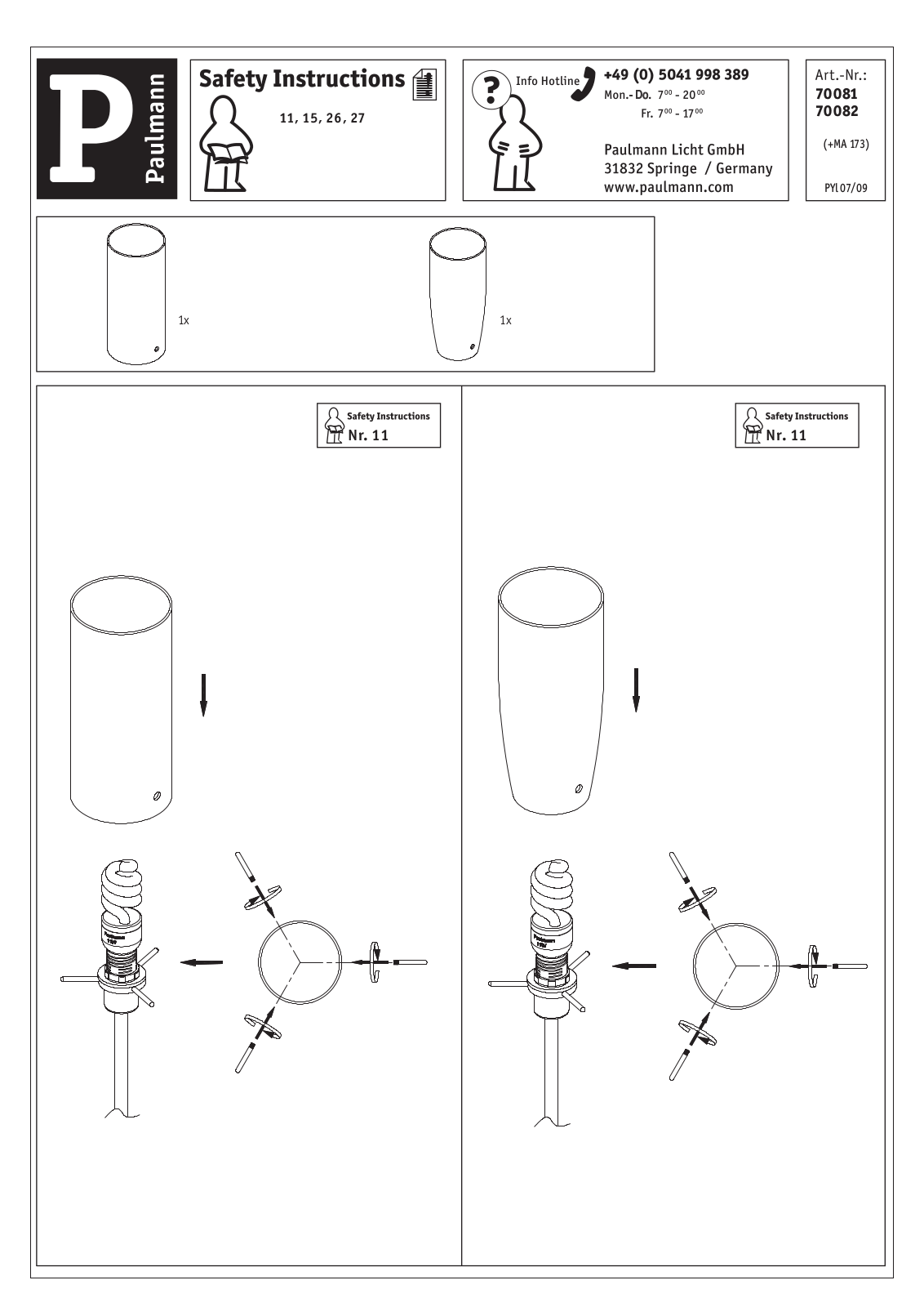 Paulmann 700.81, 700.82 Safety instructions - ManualMachine.com