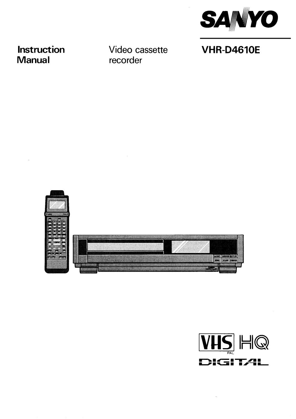 Sanyo VHR-D4610E Instruction Manual