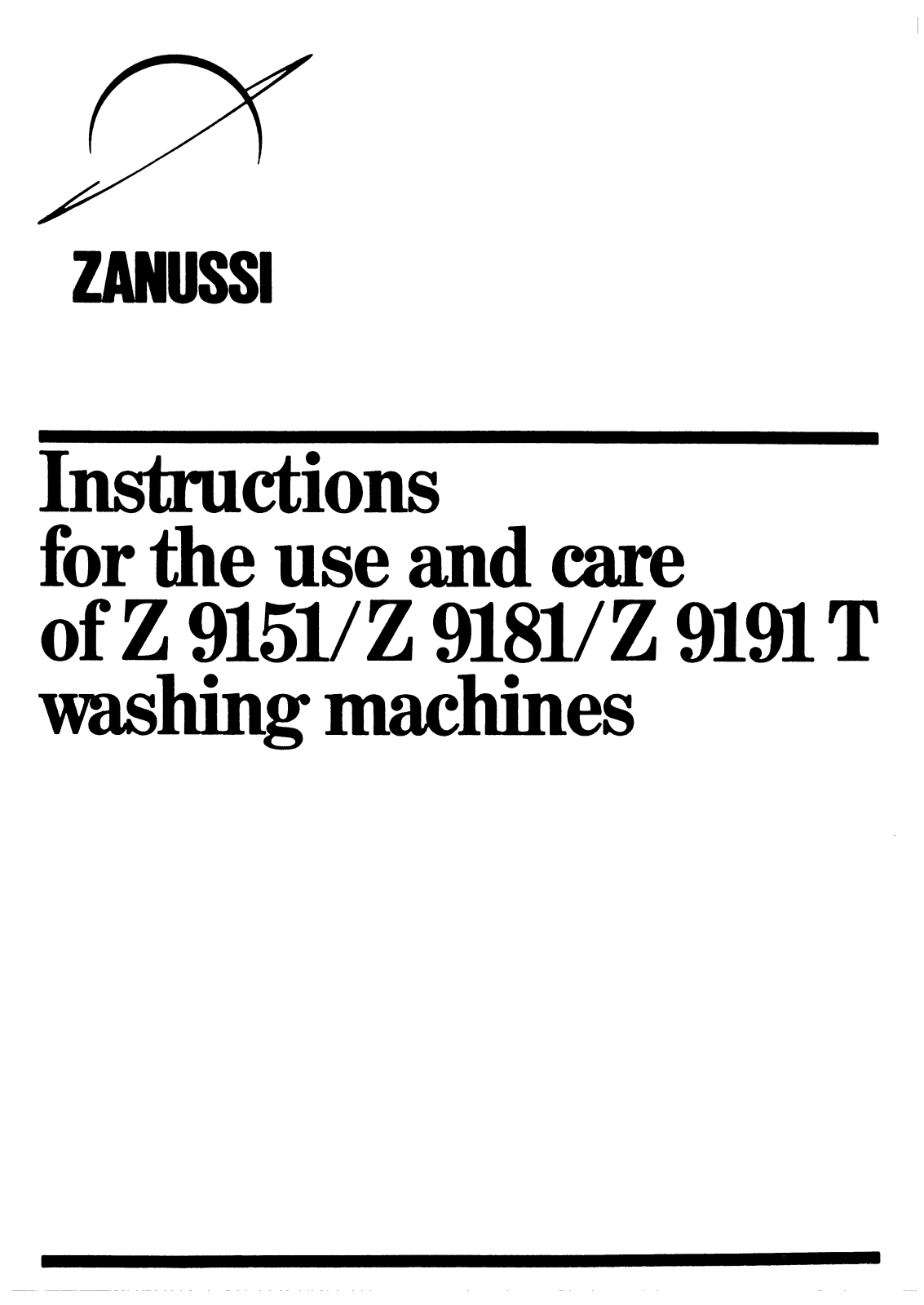 Zanussi Z 9191 T, Z 9181, Z 9151 User Manual