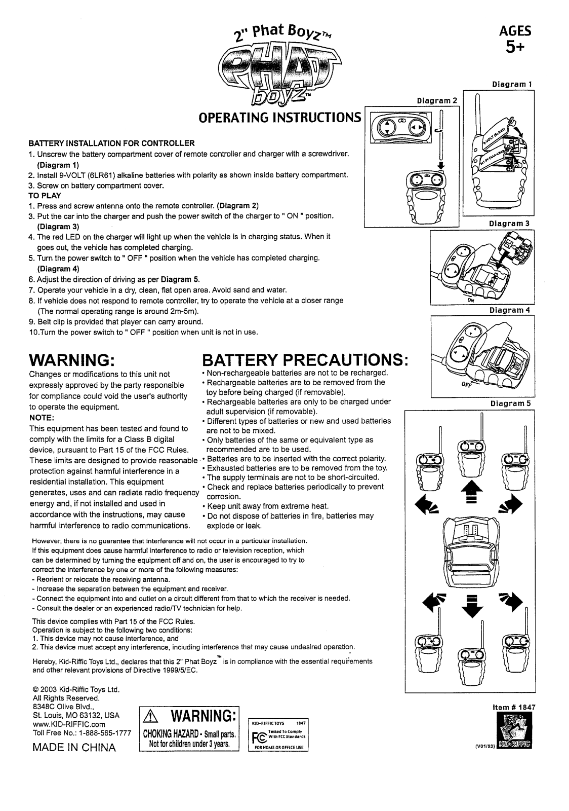 Kid Riffic Toys 1847 T27 User Manual