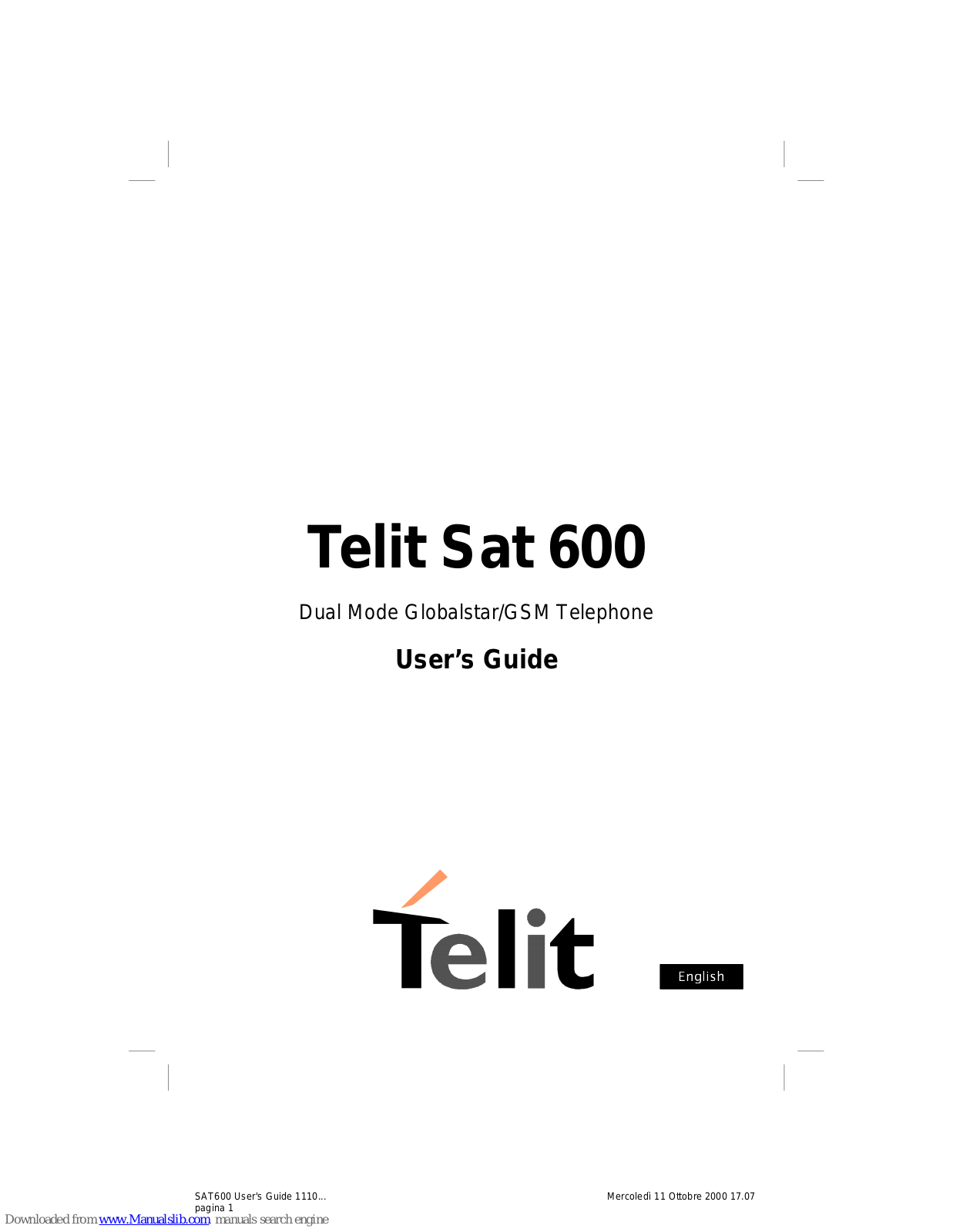 Telit Wireless Solutions Sat 600 User Manual