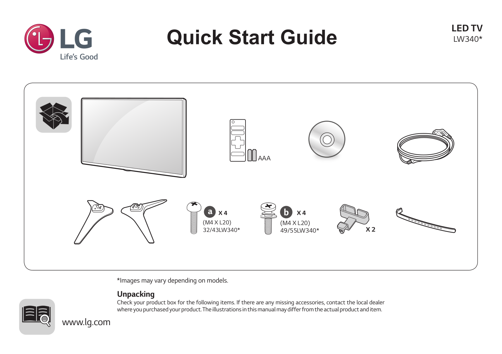 LG 49LW340C QUICK SETUP GUIDE