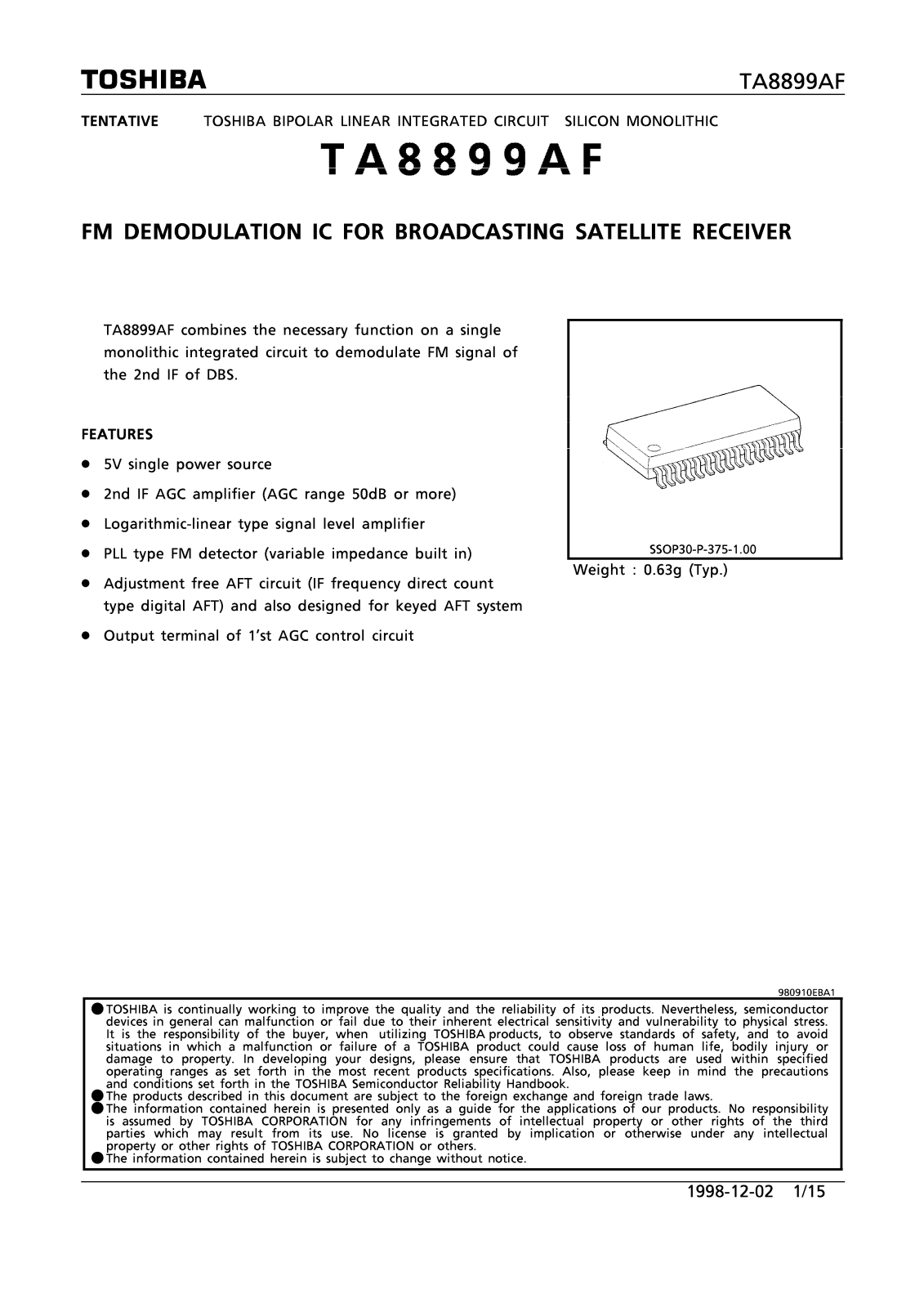 Toshiba TA8899AF Datasheet