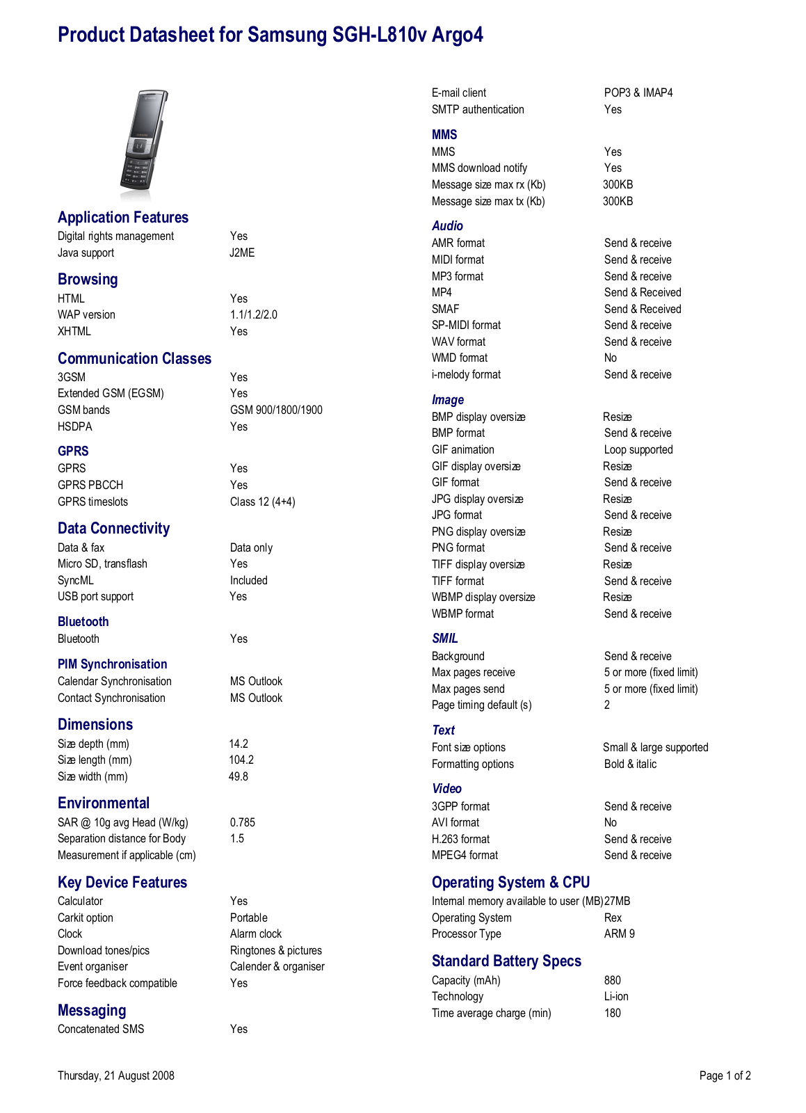 Samsung SGH-L810 User Manual