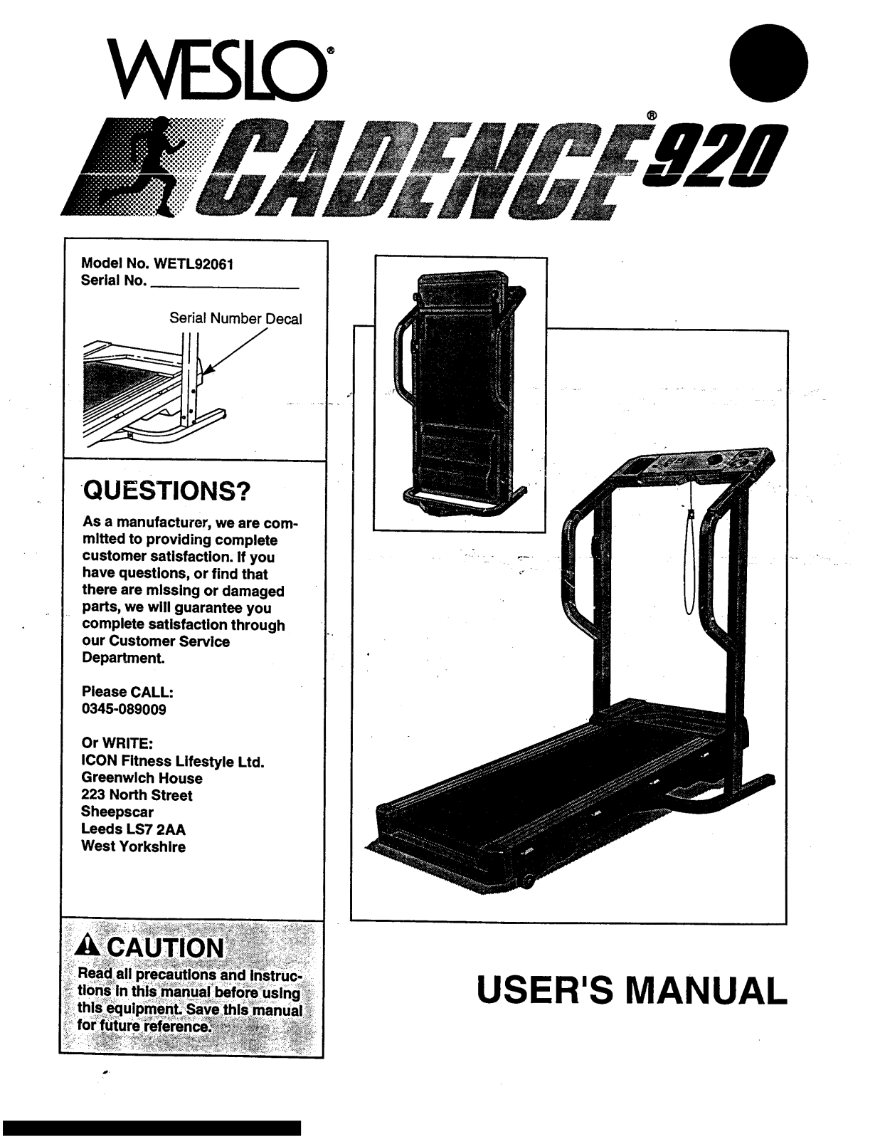 Weslo WETL92061 User Manual