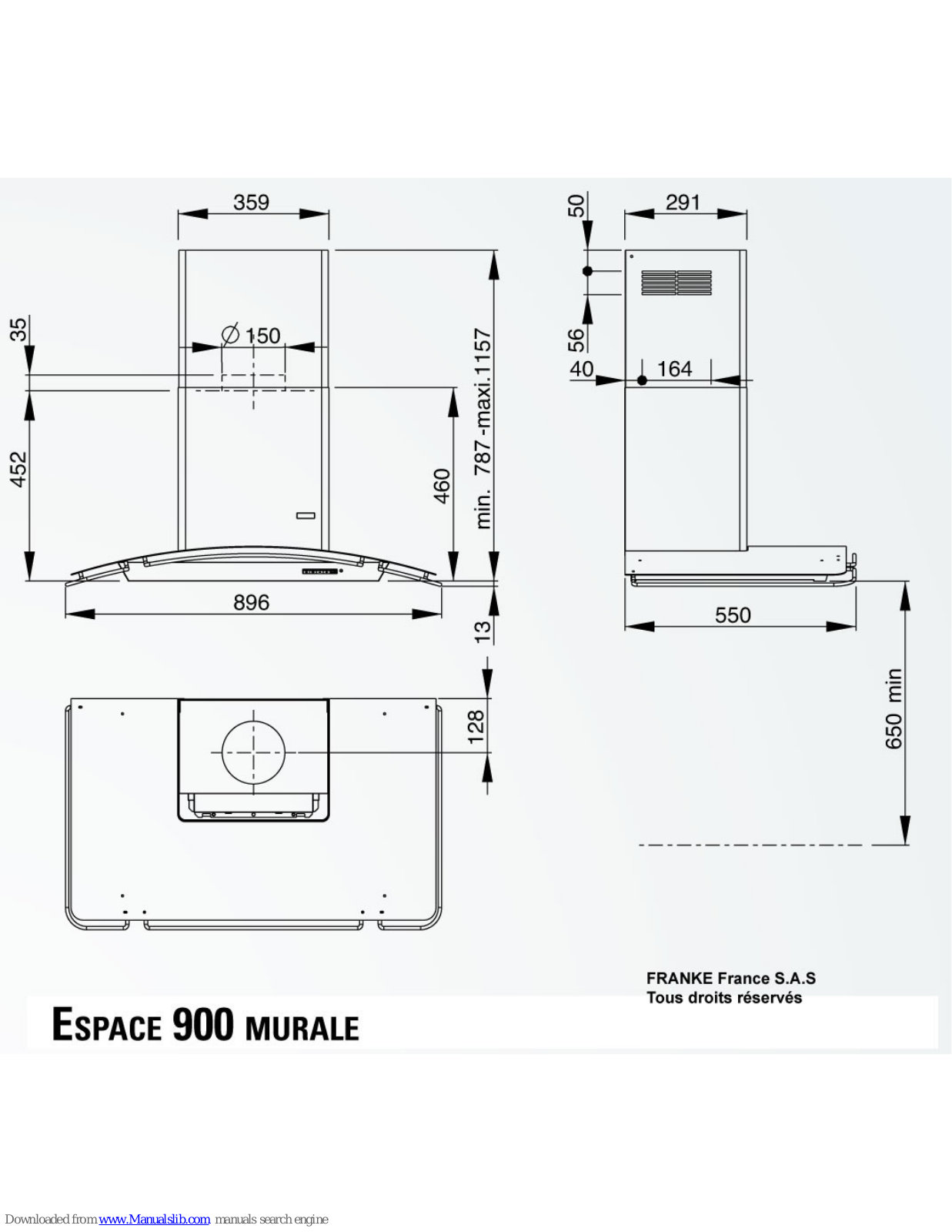 ROBLIN ESPACE 900 MURALE Dimensions - ManualMachine.com