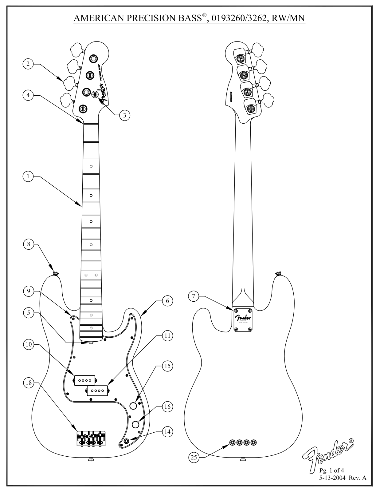 Fender AMERICAN PRECISION BASS Service Manual