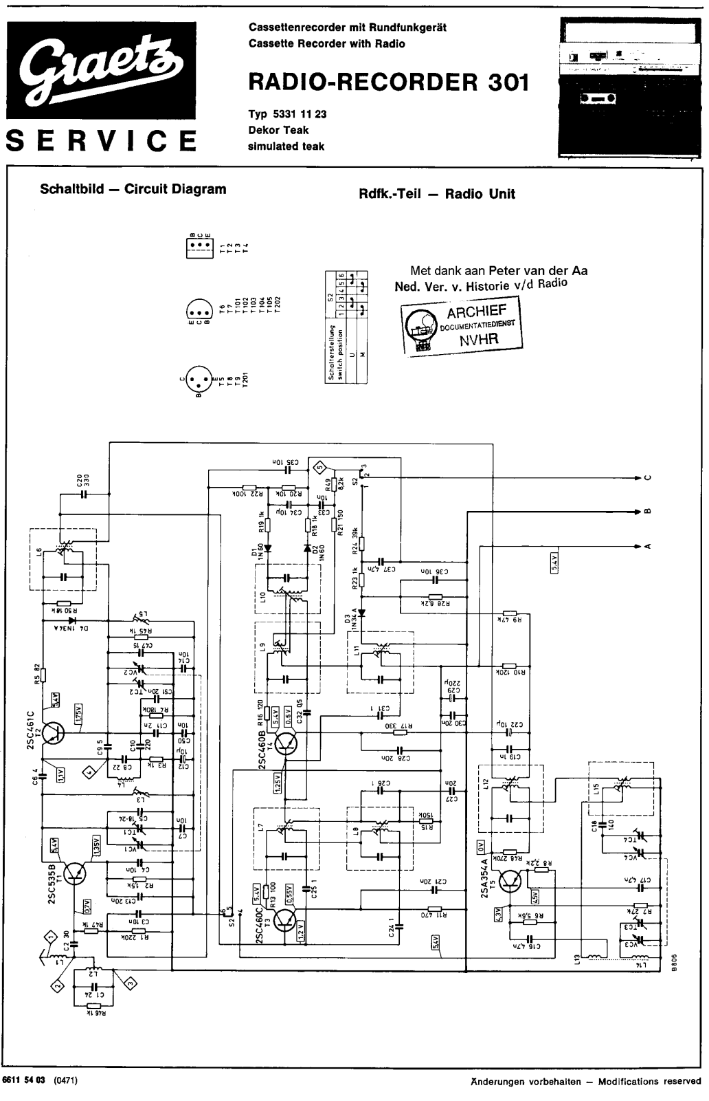 Graetz 301 Radio Recorder Schematic