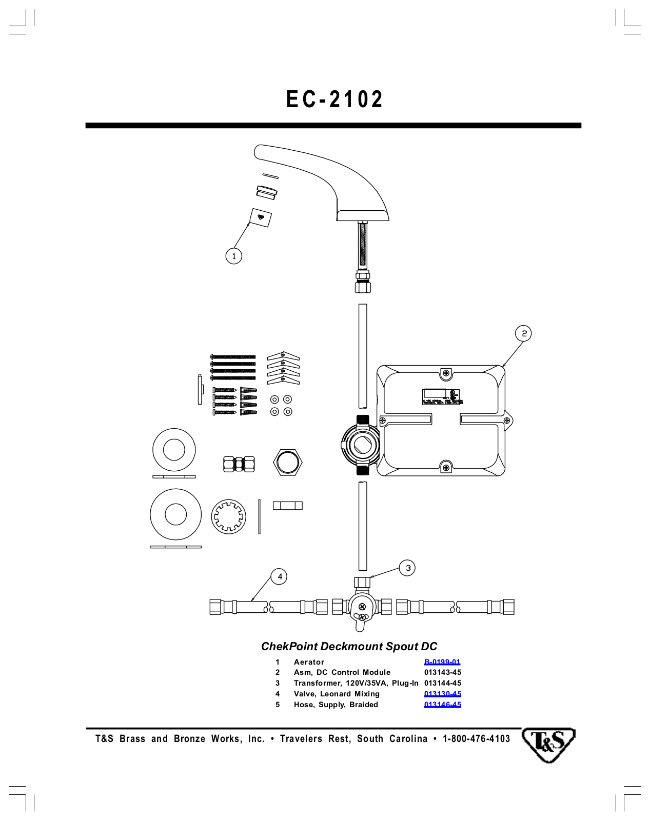 T&S Brass EC-2102 PARTS LIST